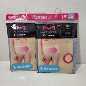 Maidenform Flexees Shapewear All Over Smoothing Brief Size 2XL Lot Of 2 Nude